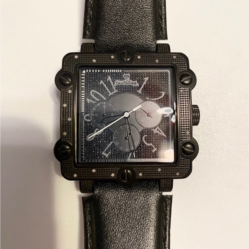 Just Bling Watch. Black. Square face. Real diamonds